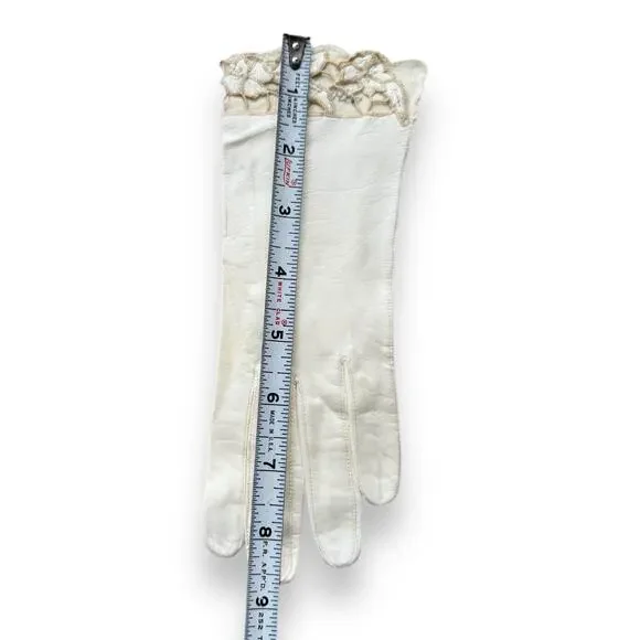VTG Lavabile Italy Leather Ivory Glove W/Floral Size 6 - Picture 7 of 7